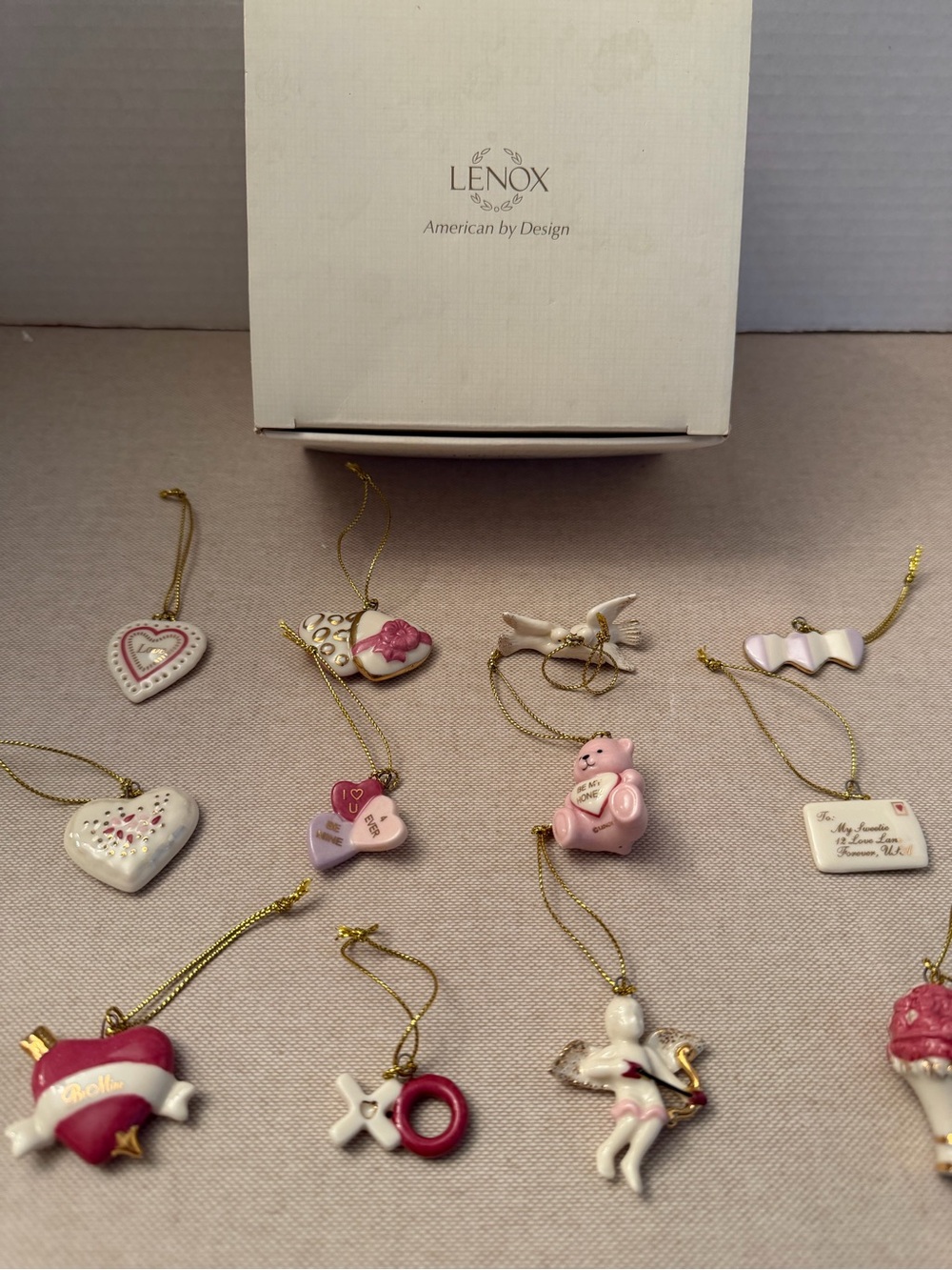 Lenox Be My Valentine Mini Ornaments Set of 12 Porcelain Miniature Figurines